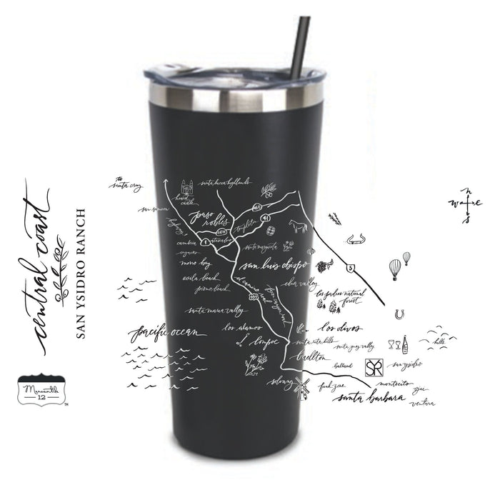 22 Oz. Stainless Insulated Tumbler XD Printed with a Customizable CALLIGRAPHY MAP Design