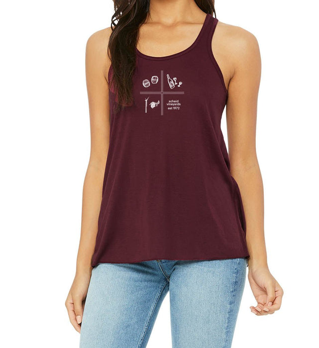 Bella + Canvas Ladies 3.7 Oz. Flowy Poly Cotton Racerback Tank Printed with a Customizable SQUARES COLLECTION Design