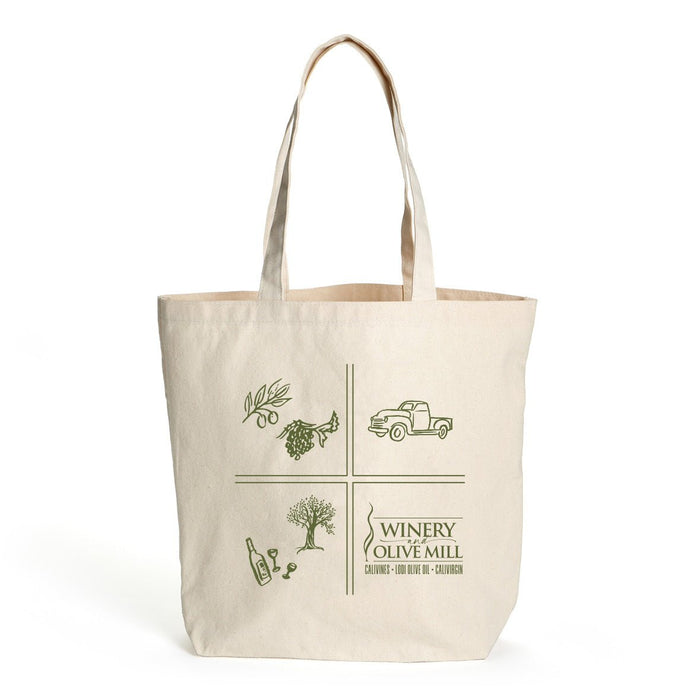 10 Oz. Natural Canvas Market Tote Printed with a Customizable SQUARES Design