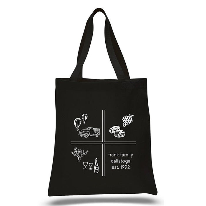 12 Oz. Colored Canvas Simple Tote Bag Printed with a Customizable SQUARES COLLECTION Design