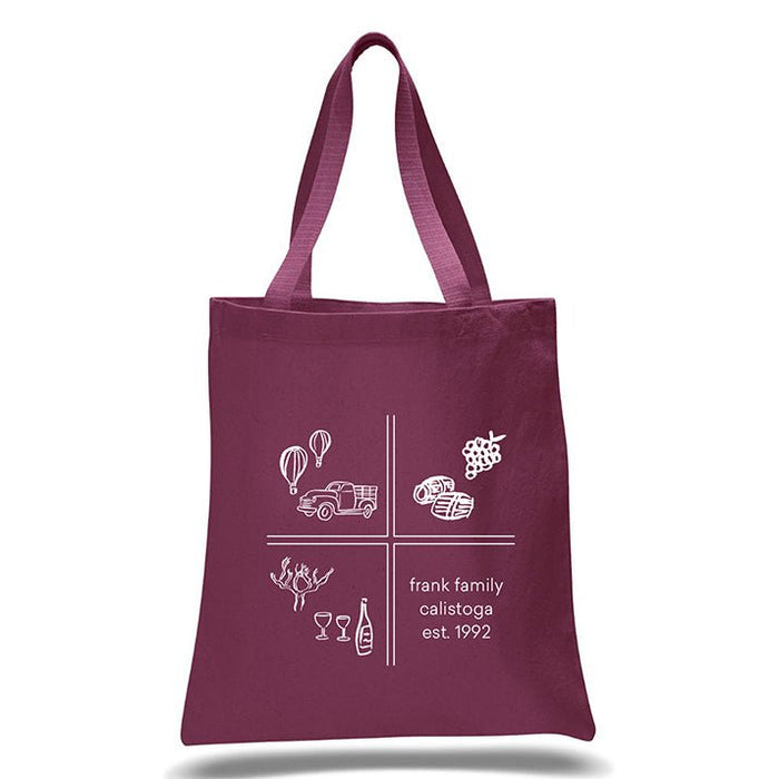 12 Oz. Colored Canvas Simple Tote Bag Printed with a Customizable SQUARES COLLECTION Design