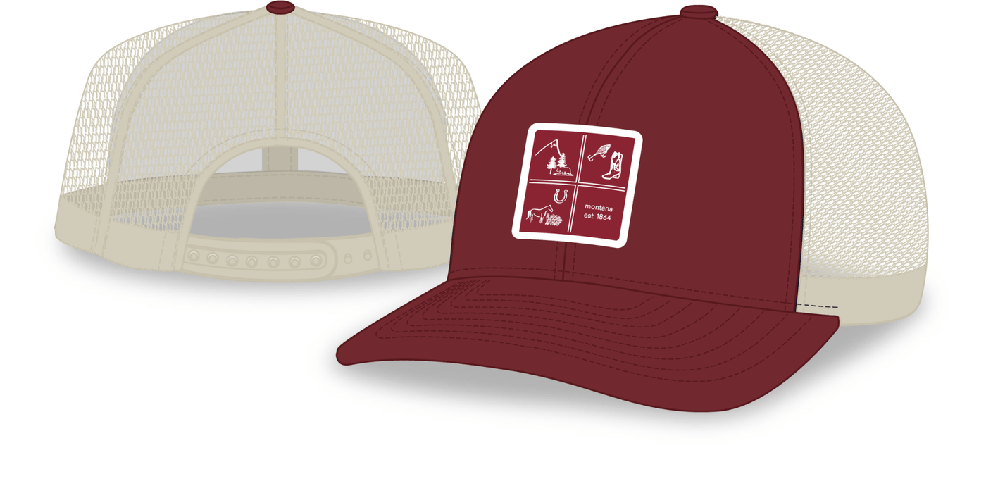 Cap America Poly-Cotton Semi Structured Twill 6 Panel Trucker Cap Printed with a Customizable SQUARES COLLECTION Design