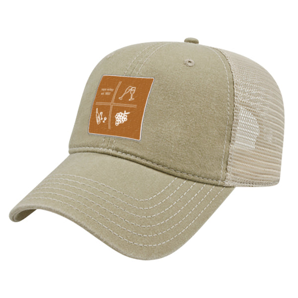 Custom SQUARES Cap America Pigment Dyed Trucker Cap with Woven Patch Marrowed Label