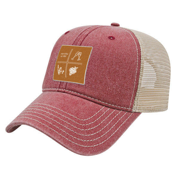 Custom SQUARES Cap America Pigment Dyed Trucker Cap with Woven Patch Marrowed Label