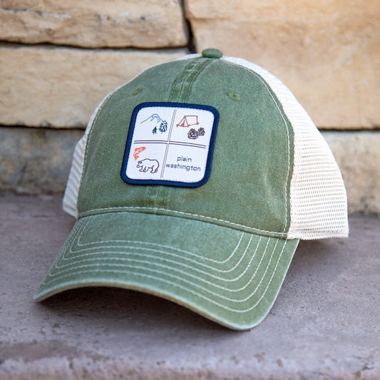Custom SQUARES Cap America Pigment Dyed Trucker Cap with Woven Patch Marrowed Label