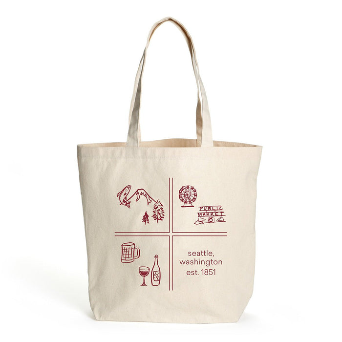 10 Oz. Natural Canvas Market Tote Printed with a Customizable SQUARES Design