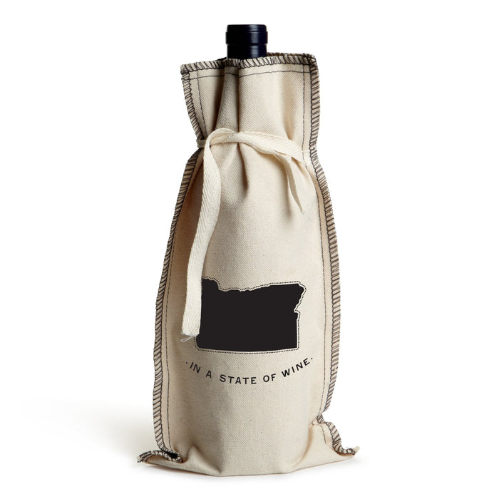 10 Oz. Cotton Tie Coverstitch Wine Gift Bag in a Customizable STATE Design