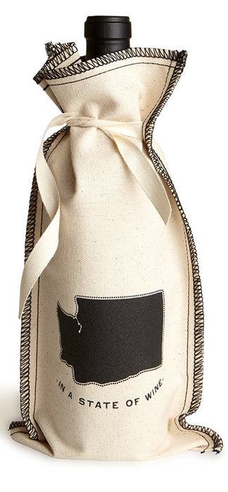 10 Oz. Cotton Tie Coverstitch Wine Gift Bag in a Customizable STATE Design