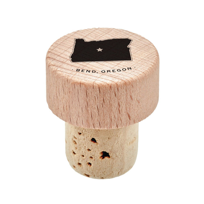 Custom STATE Beechwood Wine Stopper Cork