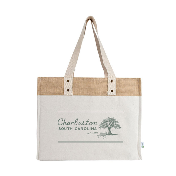 Custom BRAND / LOGO 12 Oz. Canvas Sophia Tote W/ Jute Trim
