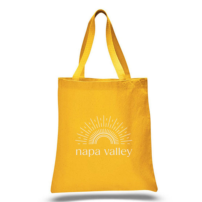 12 Oz. Colored Canvas Simple Tote Bag Printed with a Customizable SUNSHINE COLLECTION Design