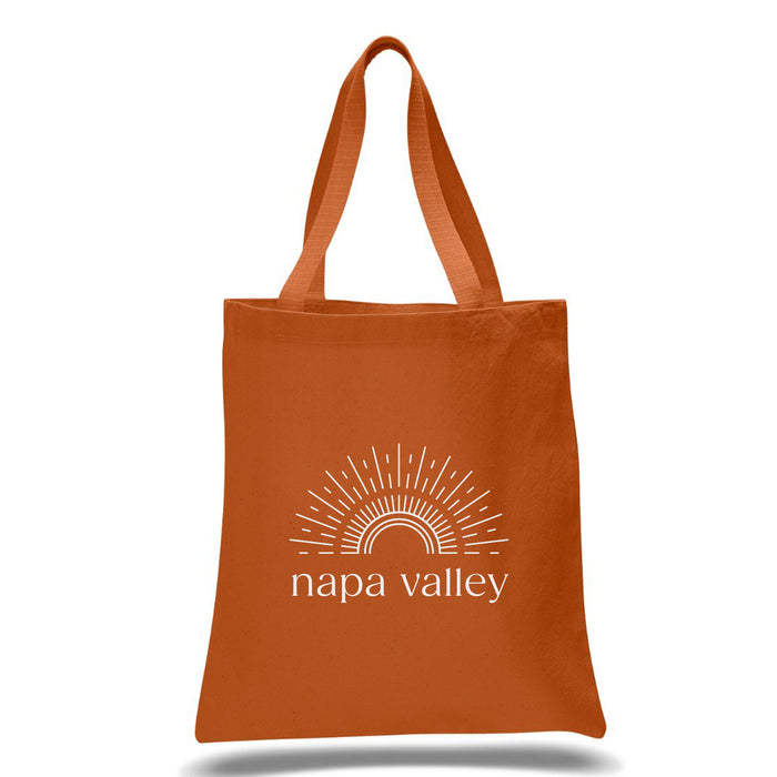 12 Oz. Colored Canvas Simple Tote Bag Printed with a Customizable SUNSHINE COLLECTION Design