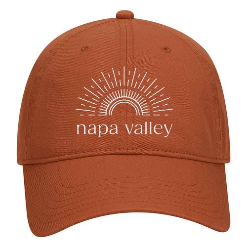 Garment Washed Superior Cotton Twill Adjustable Strap with Metal Buckle Dad Cap Printed with a Customizable SUNSHINE COLLECTION Design