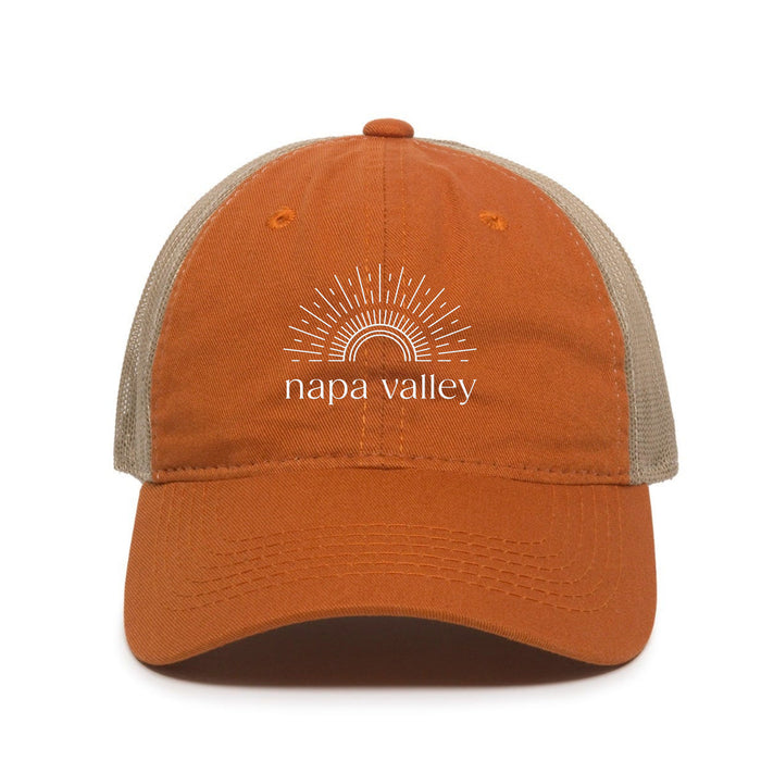 Custom SUNSHINE Garment Washed Cotton Twill Trucker Cap