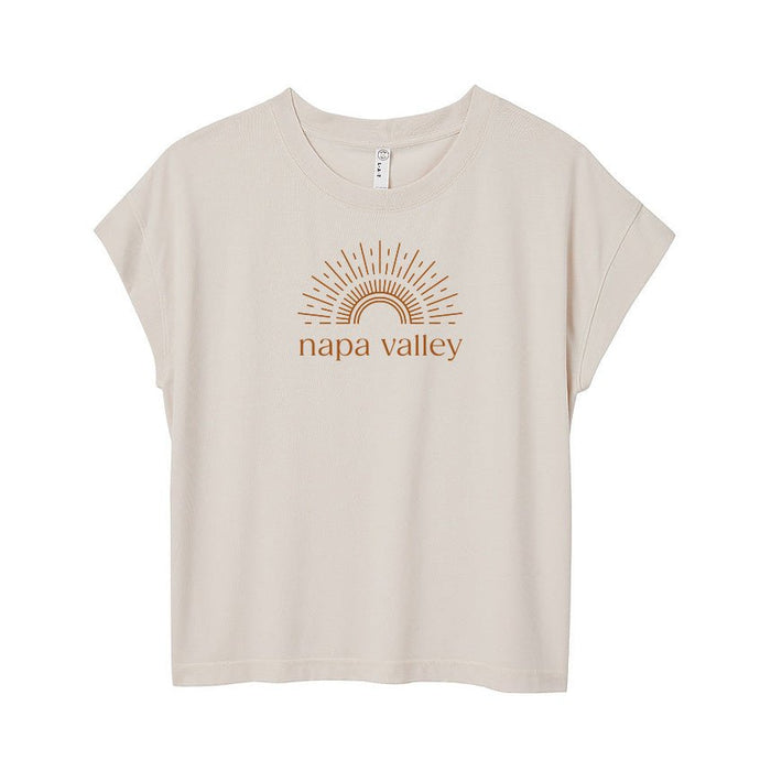 Custom SUNSHINE Live & Tell Ladies 5.7 Oz. Relaxed Deep Crew Neck Drop Shoulder Short Sleeve Vintage Wash Jersey T-Shirt