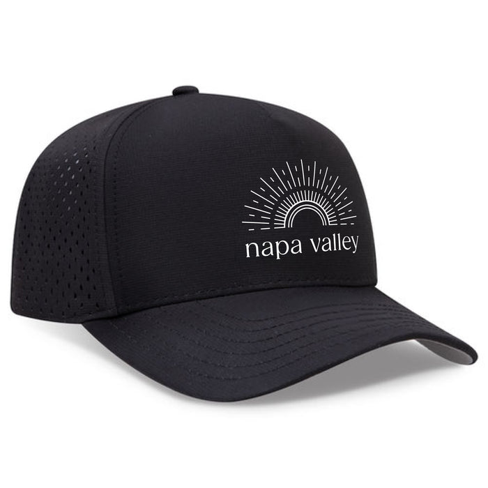 Custom SUNSHINE OTTO Cap Polyester Pongee Perforated 5 Panel Mid Profile Baseball Cap