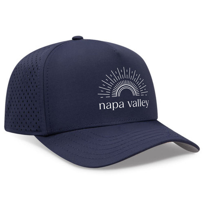 Custom SUNSHINE OTTO Cap Polyester Pongee Perforated 5 Panel Mid Profile Baseball Cap