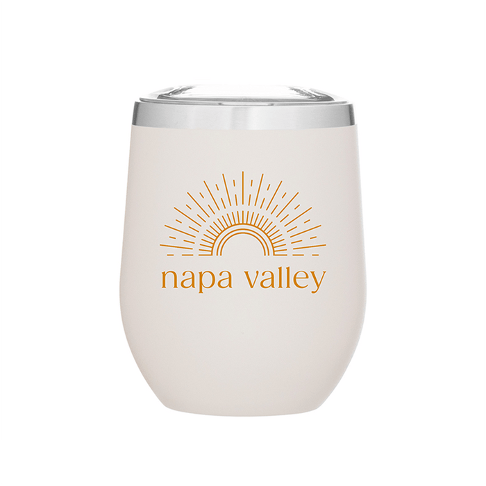 12 Oz. Stainless Insulated Stemless Wine Cup Printed with a Customizable SUNSHINE COLLECTION Design