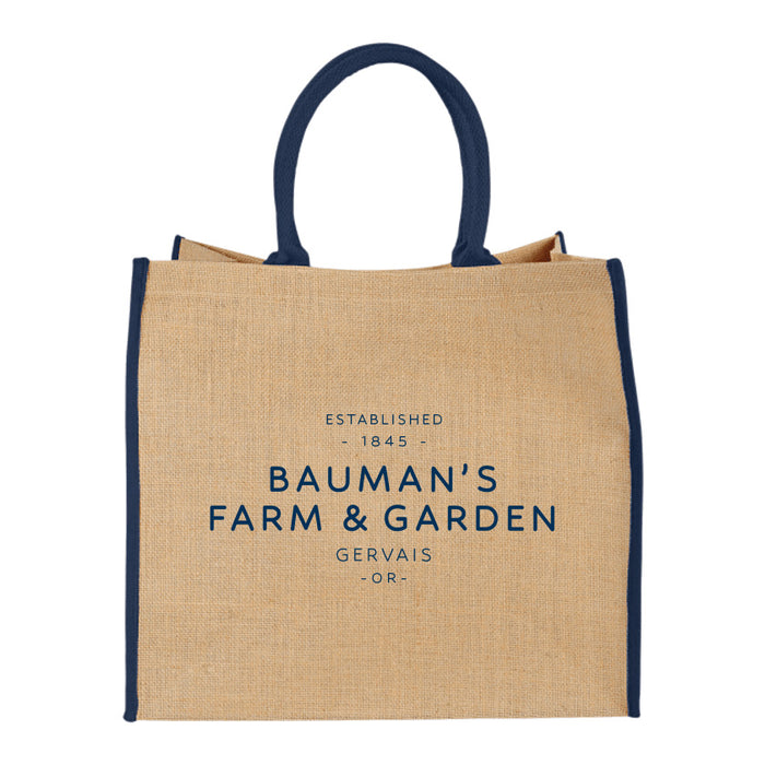 Custom TEXT Large Jute Shopper Tote
