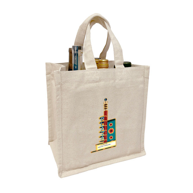 Custom Wholesale 14 Oz. Heavyweight Cotton 6 Bottle Wine Tote Bag Full Color