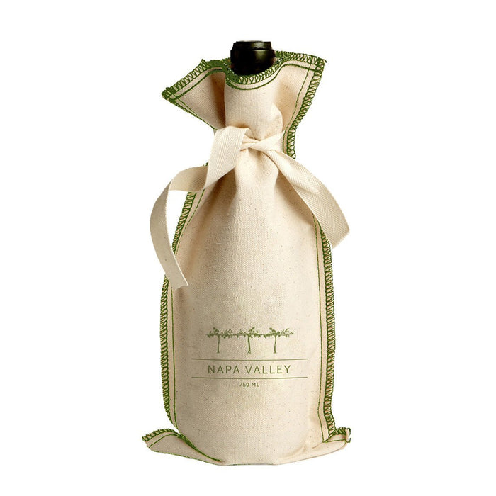 Custom Wholesale 10 Oz. Cotton Overstitch Wine Gift Bag