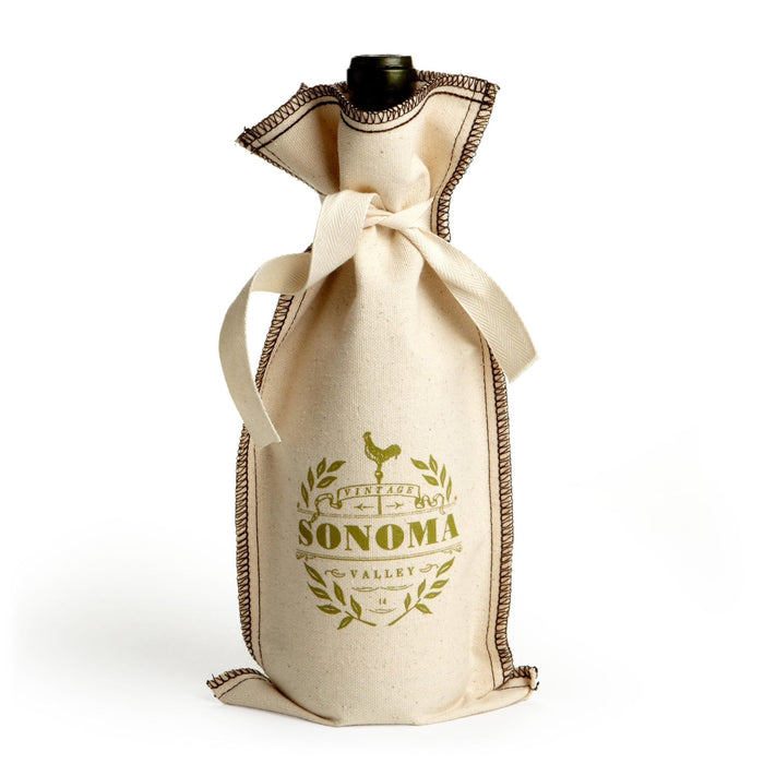 Custom Wholesale 10 Oz. Cotton Overstitch Wine Gift Bag