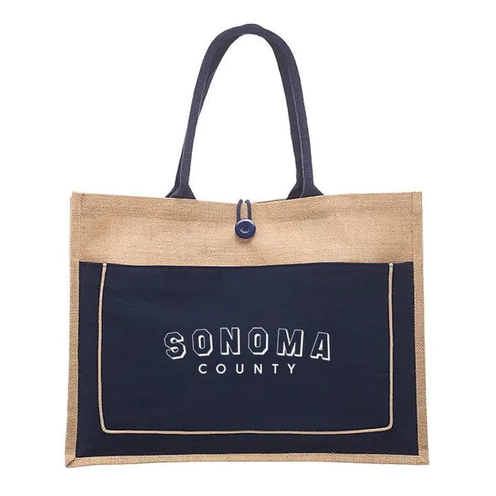 Jute Tote Colored Canvas Button Pocket Tote Printed with a Customizable BLOCK SPORTS Design