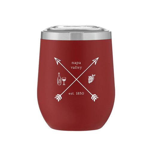 Stemless Stainless Steel Powder Coated Wine Cup Napa Valley Arrows - Mercantile 12