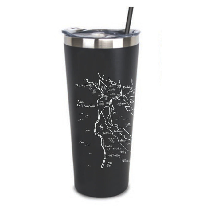 Stainless Steel Tumbler Customize Calligraphy Map Design - Mercantile 12