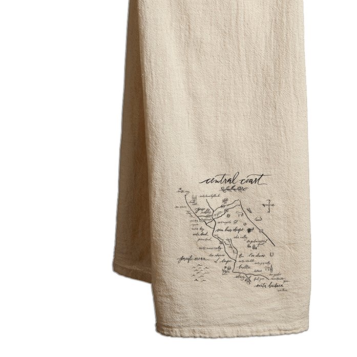 Tea Towel Central Coast Calligraphy Map - Mercantile 12