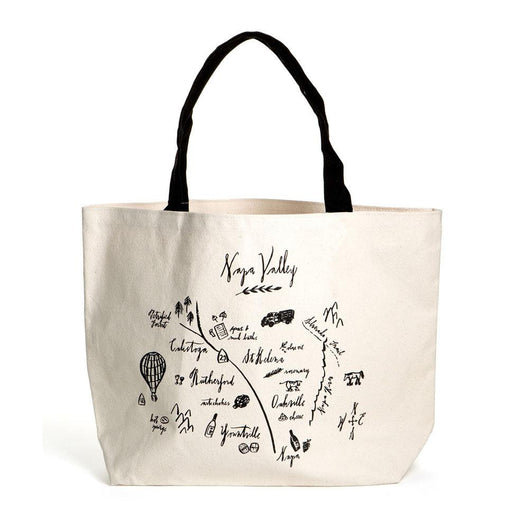 Heavyweight Natural Cotton Tote with Black Handles Napa Valley Calligraphy Map - Mercantile 12