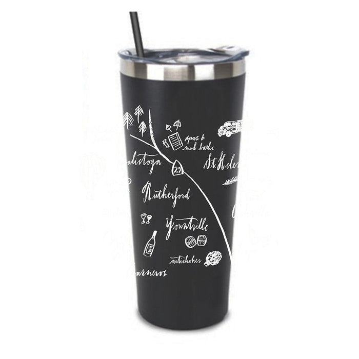 Stainless Steel Tumbler Napa Valley Calligraphy Map - Mercantile 12