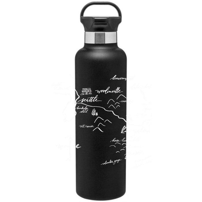Stainless Steel Water Bottle Washington Calligraphy Map - Mercantile 12