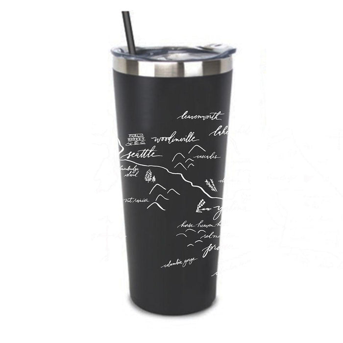 Stainless Steel Tumbler Willamette Calligraphy Map - Mercantile 12