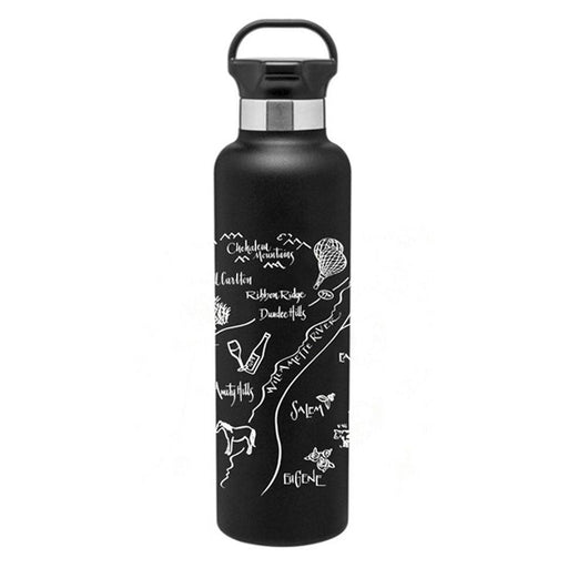 Stainless Steel Water Bottle Willamette Valley Calligraphy Map - Mercantile 12