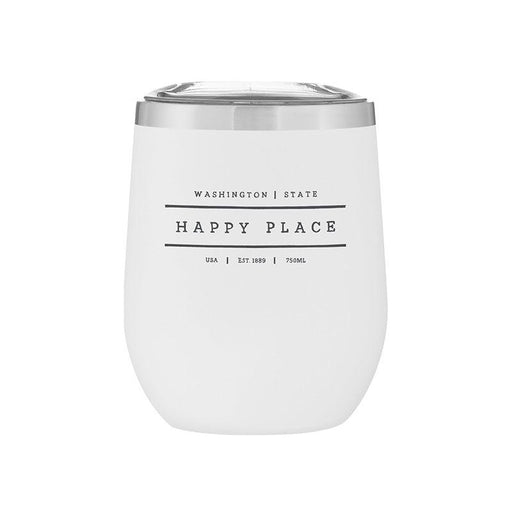 Stemless Stainless Steel Powder Coated Wine Cup Washington Happy Place White - Mercantile 12