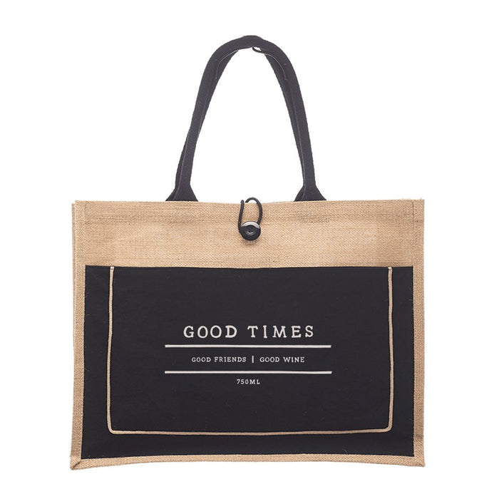 Canvas Button Colored Pocket Jute Tote Customized with your Brand or Logo - Mercantile 12