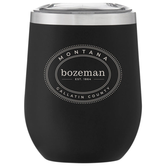 12 Oz. Stainless Insulated Stemless Wine Cup Printed with a Customizable OVAL COLLECTION Design