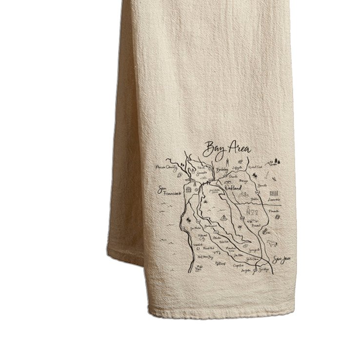Tea Towel Bay Area Calligraphy Map - Mercantile 12