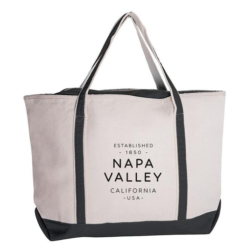 Large 24 oz Natural Canvas Boat Tote with Color Contrast Handles Text Collection Napa Valley - Mercantile 12