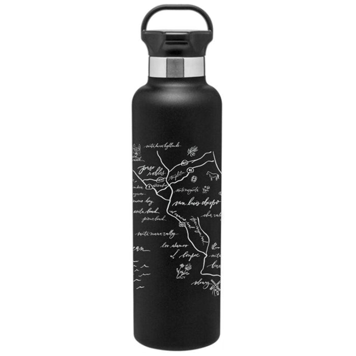 Stainless Steel Water Bottle Central Coast Calligraphy Map - Mercantile 12
