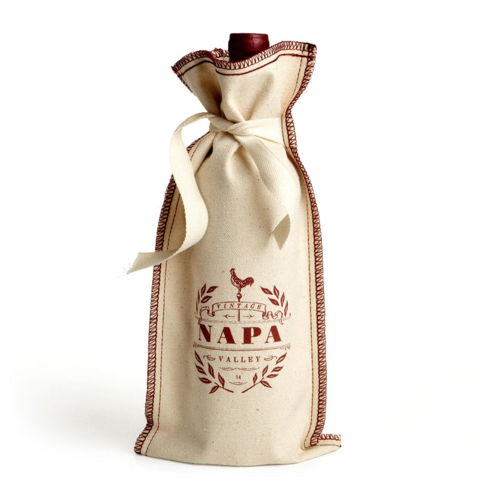 Cotton Tie Coverstitch Wine Gift Bag Napa Valley Vintage - Mercantile 12